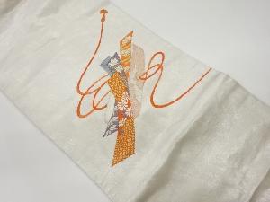 リサイクル　文箱・短冊に菊・紅葉・松模様織出し名古屋帯